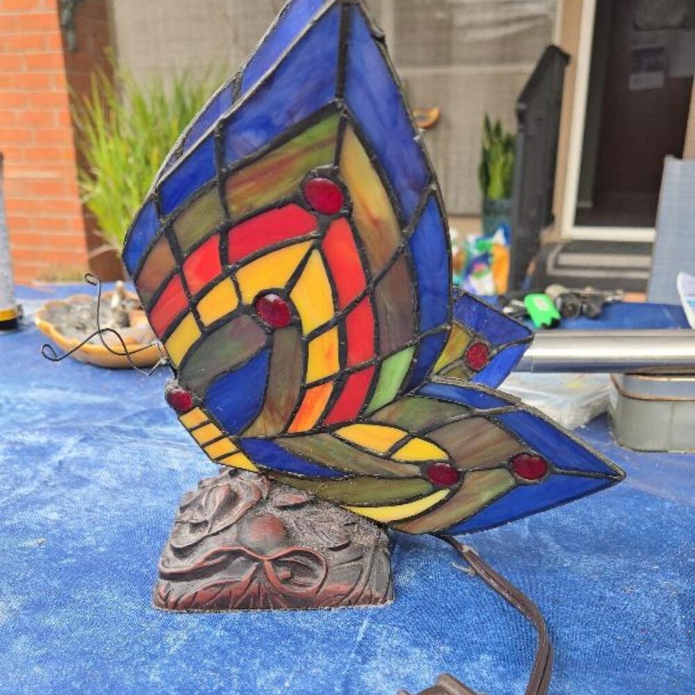 Stained GLASS Butterfly Lamp